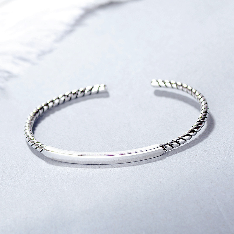 Resin Bangle Bracelet - 100% 솔리드 925 스털링 실버 금속
