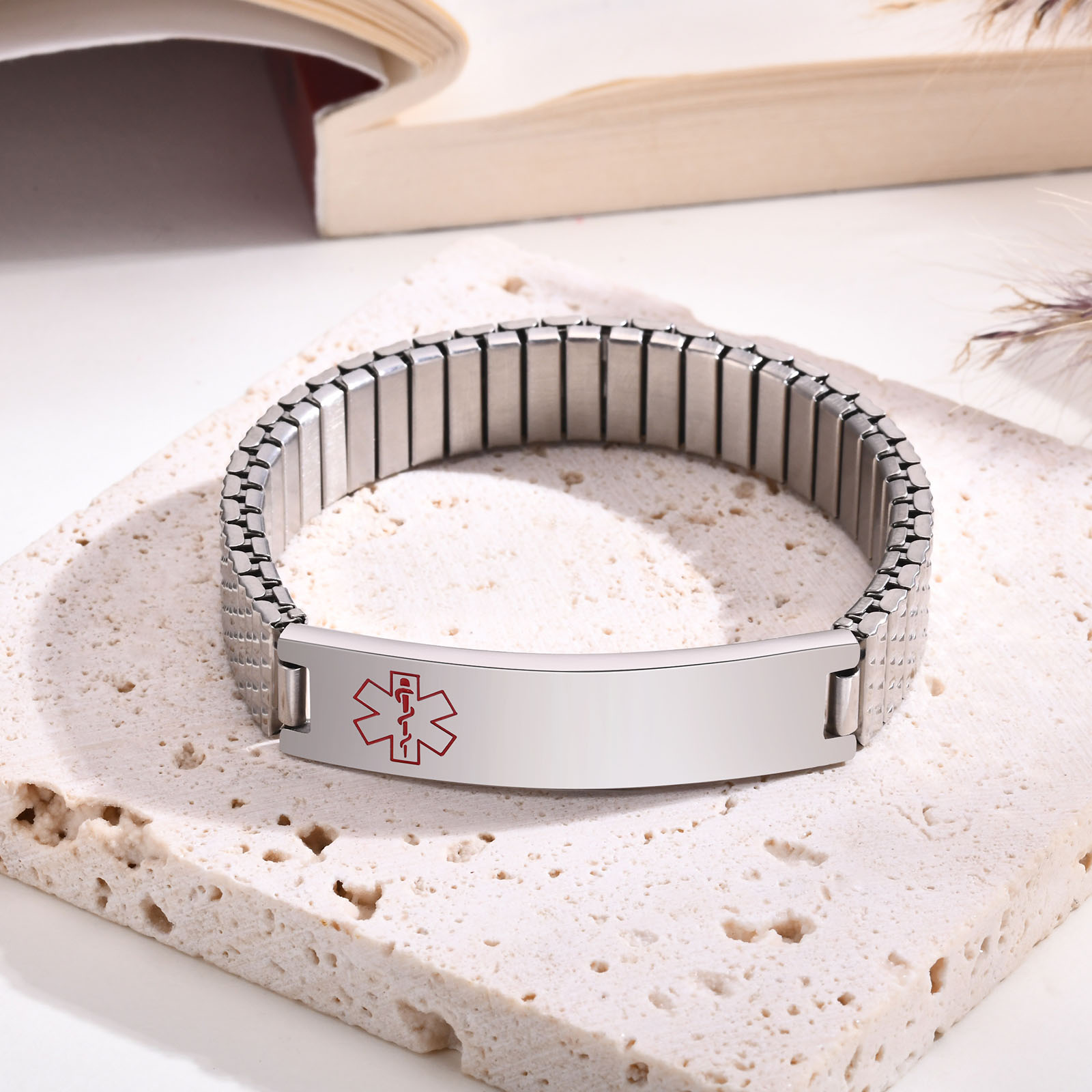 Resin Bangle Bracelet - Vnox 여성용 스테인레스 스틸 의료 경고