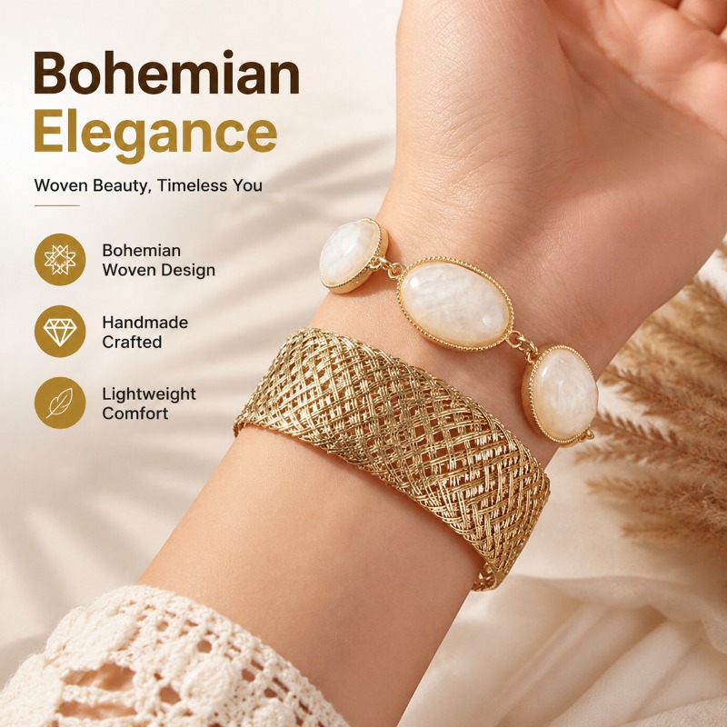 Resin Bangle Bracelet - 보헤미안 스타일 레진 오벌 팔찌 미니멀리스트