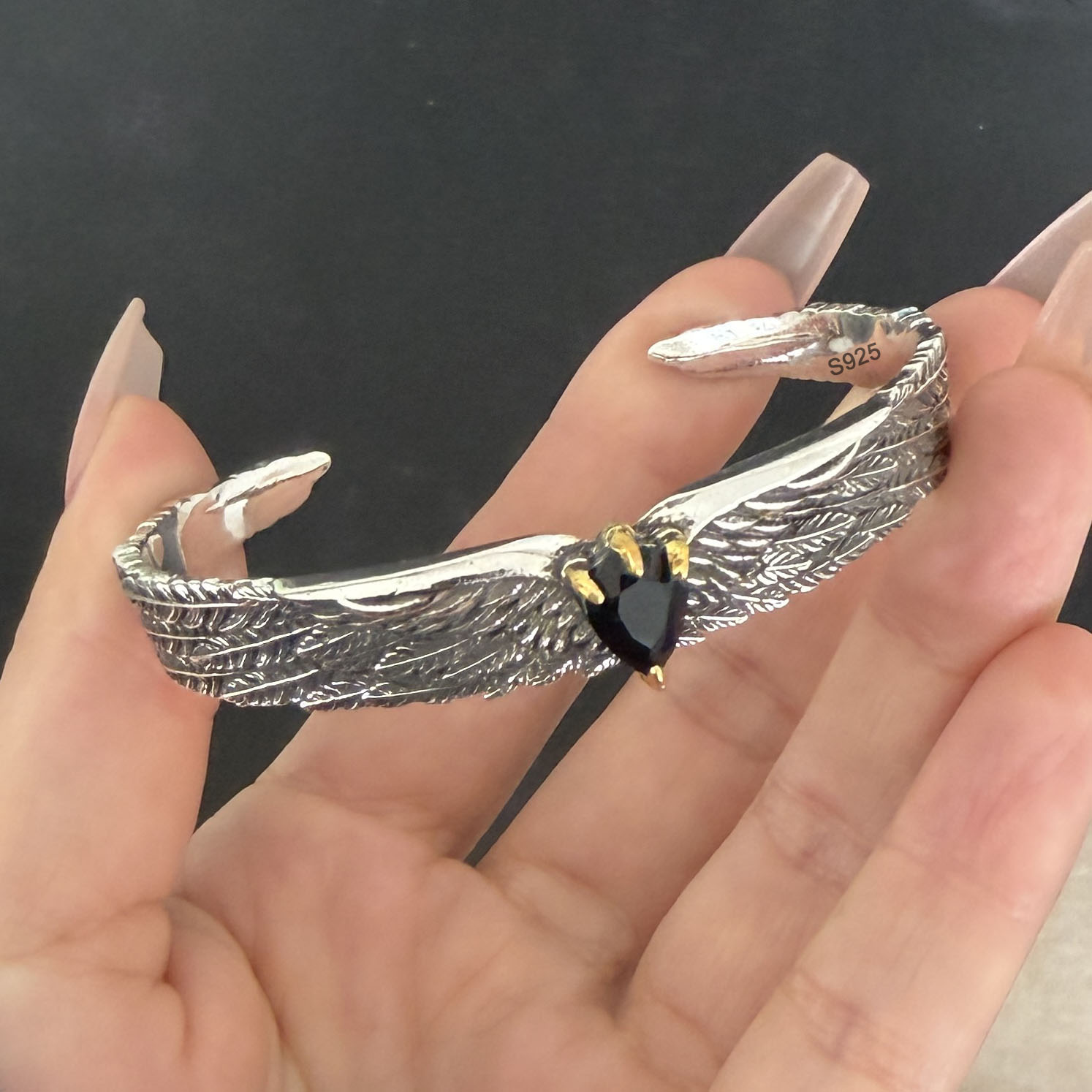 100% 솔리드 925 스털링 실버 레트로 팔찌 (여성 - Resin Bangle Bracelet 리뷰 및 가격