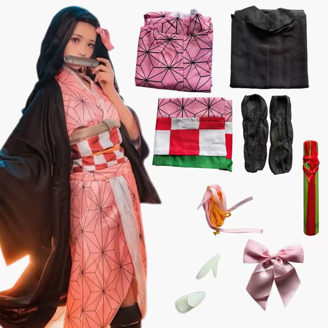 애니메이션 카마도 네즈코 코스프레 의상 기모노 코스프레 - Women'S Vacation Accessories 리뷰 및 가격