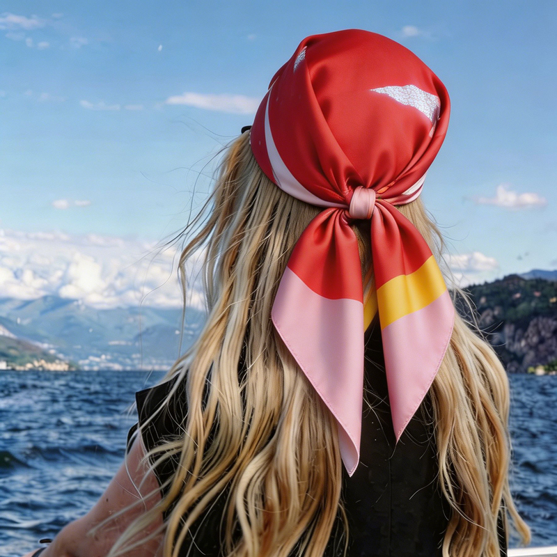 패션 컬러 블록 프린트 스퀘어 스카프 새틴 실크 가벼운 - Women'S Vacation Accessories 리뷰 및 가격