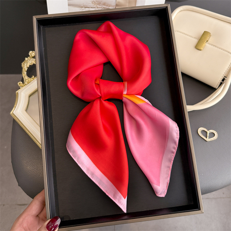 패션 컬러 블록 프린트 스퀘어 스카프 새틴 실크 가벼운 - Women'S Vacation Accessories 리뷰 및 가격