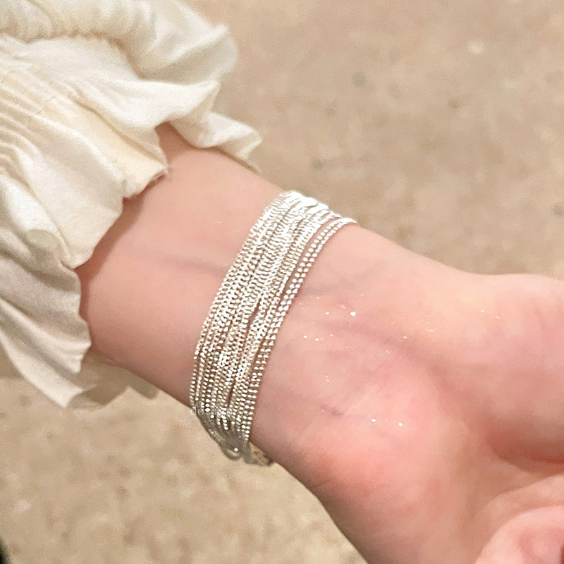 새로운 925 스털링 실버 멀티 레이어 체인 모양 팔찌 - Resin Bangle Bracelet 리뷰 및 가격