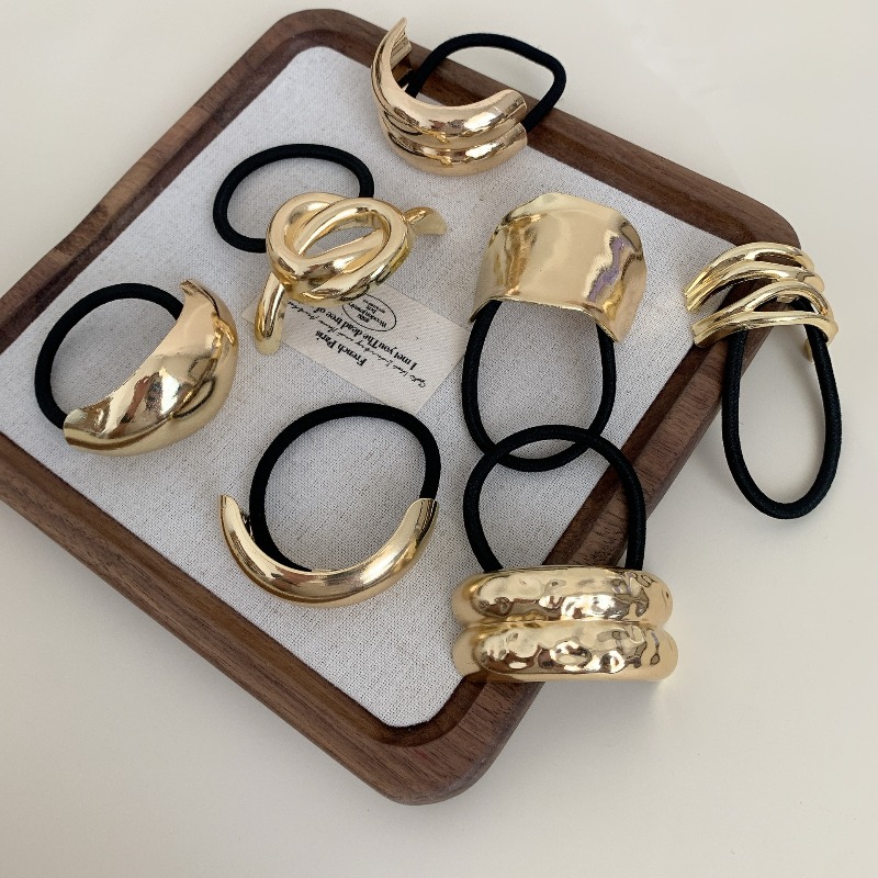 메탈릭 기하학적 헤어 타이 심플하고 세련된 디자인 여성 - Wrap Ring Gold 리뷰 및 가격