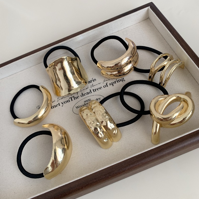 메탈릭 기하학적 헤어 타이 심플하고 세련된 디자인 여성 - Wrap Ring Gold 리뷰 및 가격