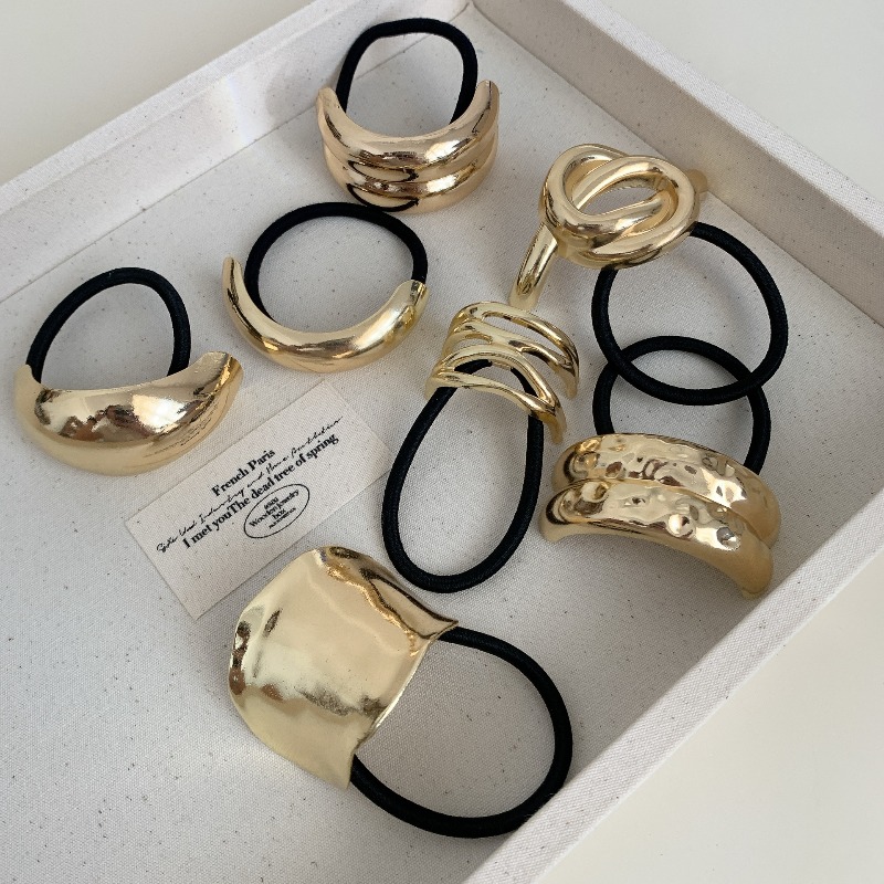 메탈릭 기하학적 헤어 타이 심플하고 세련된 디자인 여성 - Wrap Ring Gold 리뷰 및 가격