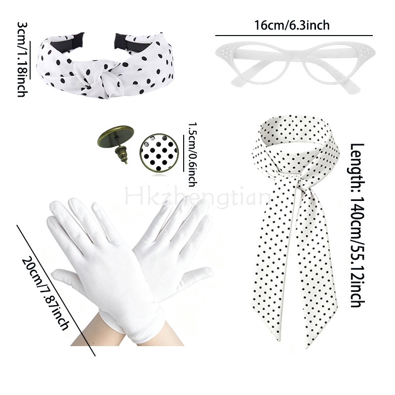 1950년대 레트로 폴카 도트 액세서리 키트 햅번 스타 - Women'S Accessories In The 1950S 리뷰 및 가격