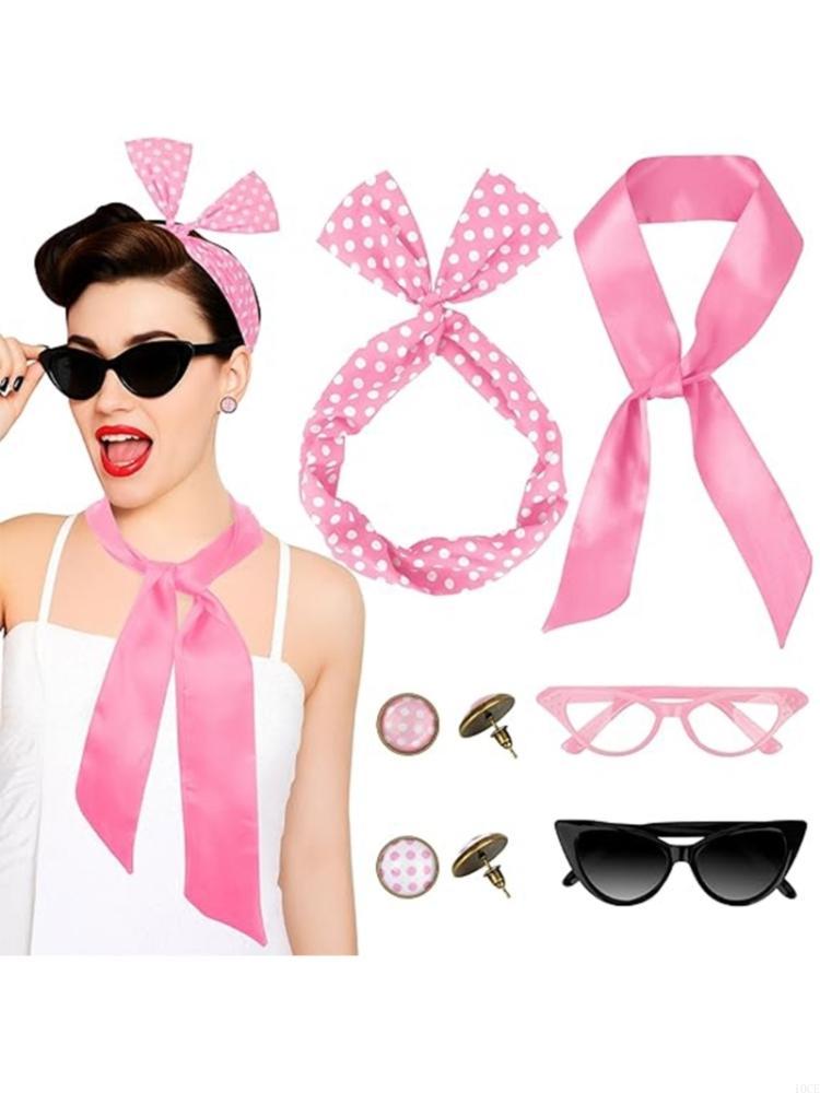 8 조각 50s 의상 액세서리 세트 쉬폰 스카프 고양이 - Women'S Accessories In The 1950S 리뷰 및 가격