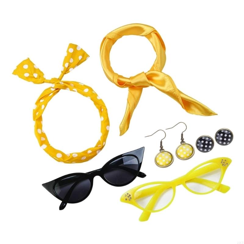 8 조각 50s 의상 액세서리 세트 쉬폰 스카프 고양이 - Women'S Accessories In The 1950S 리뷰 및 가격