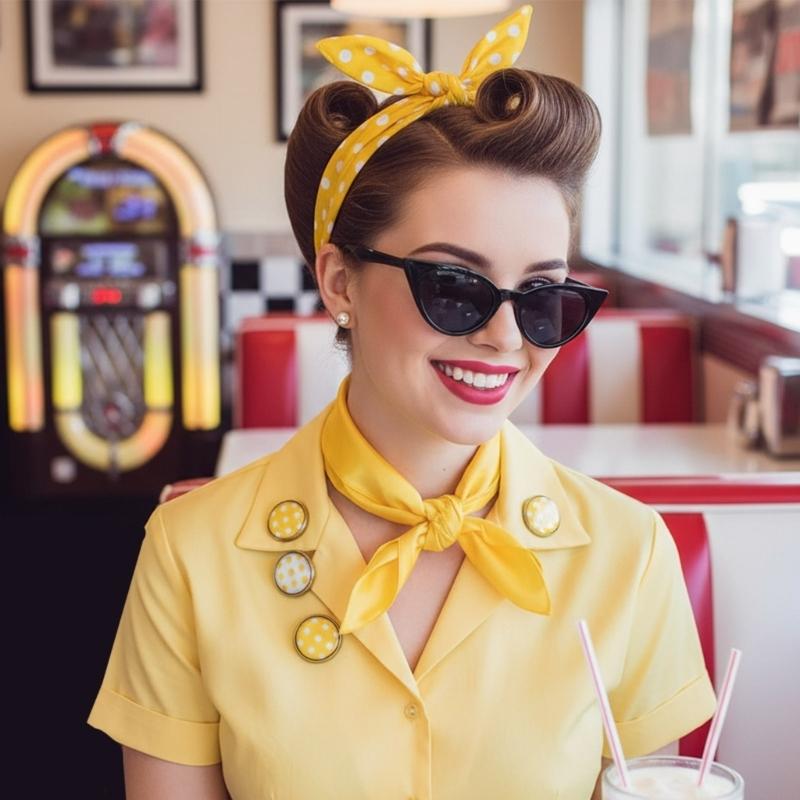 8 조각 50s 의상 액세서리 세트 쉬폰 스카프 고양이 - Women'S Accessories In The 1950S 리뷰 및 가격
